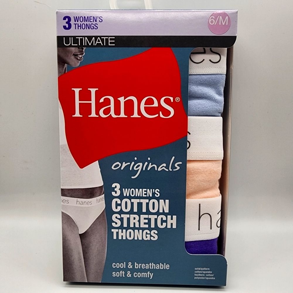 Hanes womens ultimate 3 pack Thongs size 6